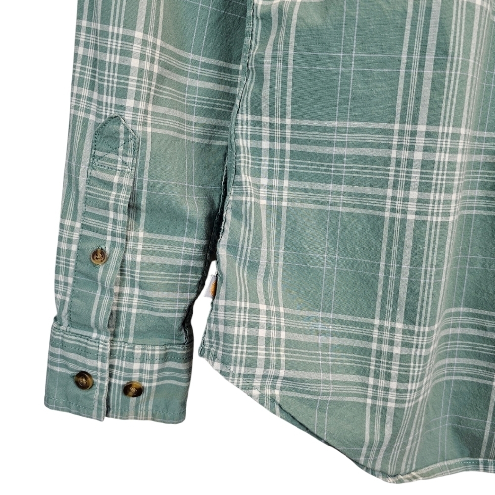 Carhartt Women's Rugged Flex Slightly Fitted Long Sleeve Plaid Shirt Sz XS Green - Picture 11 of 14